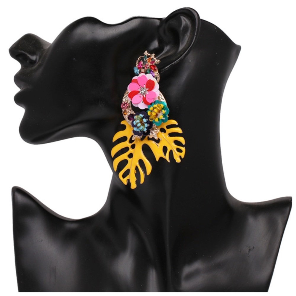 Colorful Bold Color Statement Earrings - Picture 8 of 8